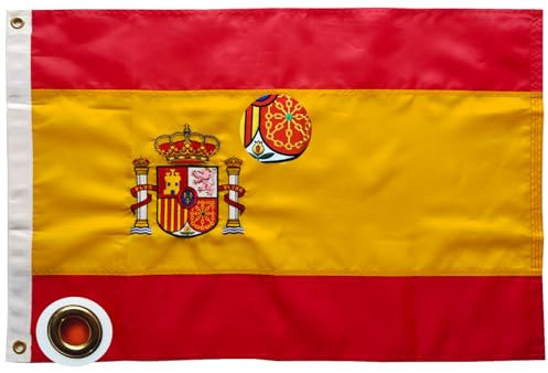 Bandera españa grande para Exterior 60x90cm ,Bordado de y rayas cosidas,Bandera de España balcón Reforzada y con 2 Ojales metálicos Spain flag