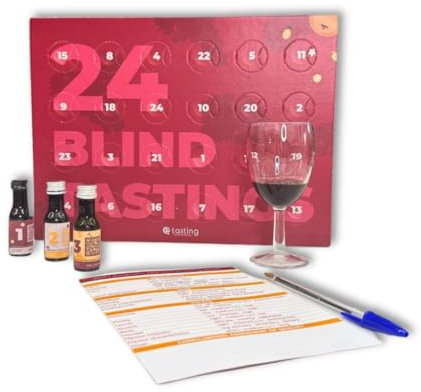 E-TASTING Adventskalender 24 Blindverkostungen 24 Weine zur Blindverkostung Rotwein/Weißwein/Rosé Geschenkidee für Männer/Frauen Weihnachten 24 x 20 ml E-Tasting