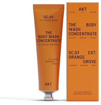 Akt – The Body Wash Concentrate. PREPARE, PROTECT & ENRICH your skin. 3x concentrate no added water! Olive Squalane, Vitamin E. 1 tube lasts up to 3 months. 100ml/3.4 Fl.Oz (SC.01 ORANGE GROVE)