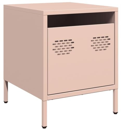 vidaXL Nachttisch Rosa 35x39x43,5 cm Stahl, Schrank, Nachtkommode, Bettschrank, Nachtschrank, Nachtkonsole, Schlafzimmermöbel, Bettschrank