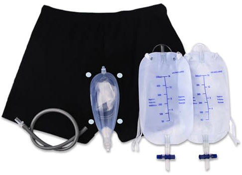 Men's Incontinence Briefs Set Leakproof Incontinence Underwear for Men Detachable Wearable Urinal with Urine Leg Bag & Silicone Urine Collector Catheter for Men Elderly, M,Men's Incontinence Briefs