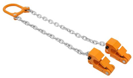 Kettengehänge, 2 Strang Krankette, Anschlagkette 1T/2204.62lbs, Forstkettefür Heben und Transportieren von Kunststofffässern, Eisenfässern (Gelb)