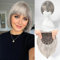 HAIRCUBE Hair Toppers for Women 10inch Natural Grey Toppers Hair Pieces for Women with Fringe Side Part Synthetic Wig Topper with 3 Clips