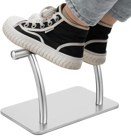Repose-pieds mobile en acier inoxydable - Hauteur réglable - Pour bureau, salon de coiffure, bureau - 30 x 19 x 18 cm