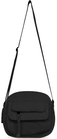 Prizmxed Kleine Umhängetasche Damen Cord, Verstellbarer Schultergurt Crossbody Bag Klein Modische und Tragbare Schultertasche Damen Geeignet für Tägliche Reisen und Termine (Schwarz)