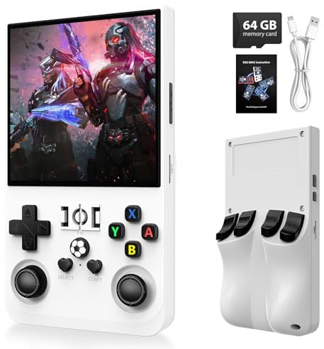 Consola de juegos portátil retro R36MAX 2025 a partir de 12 años con 64 G integrados, más de 18000 juegos clásicos, consola de videojuegos portátil, sistema Linux, pantalla IPS de 4.0 pulgadas