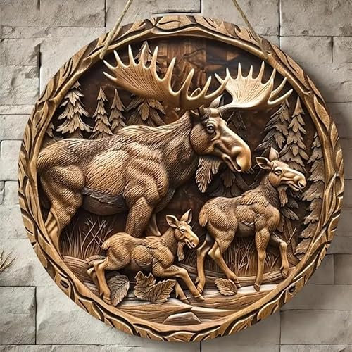 Generisch Rustikal Elch 2 Holz Schild Wand-Deko Jagd Wandbild wall tattoo