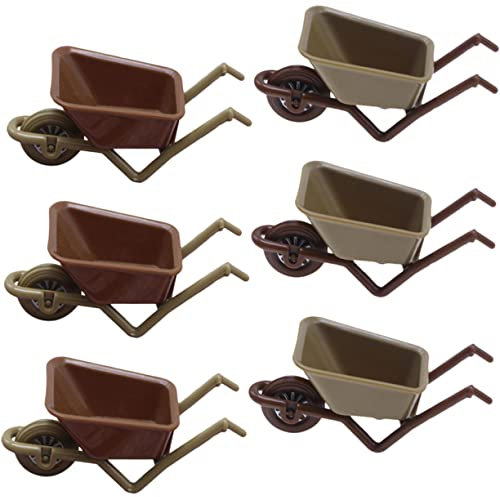 DRESSOOS Mini Wheelbarrow for Miniature Garden Decor Boys and Girls Toy Doll Size Wheelbarrow Model Set of Realistic Design for Outdoor Play