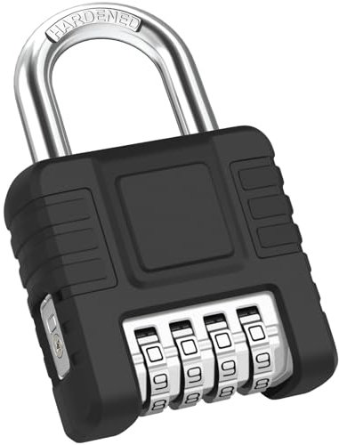 Diyife Zahlenschloss 4 Stellig Zahlencode Schloss, Schweres Vorhängeschloß mit Zahlencode, Ein-Knopf-Entriegelung, Kombinationsschloss Vorhängeschloss Wetterfest für Spind, Kellertü, Schule - Silber
