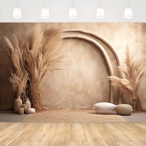 APROPHIC 210x150 cm Boho Fotohintergrund, Pampasgras, Naturlandschaft Foto Hintergrund, Vintage Art Dekoration, Geeignet für Foto, Geburtstagsfeiern, Fotowände, Porträt Hintergrund