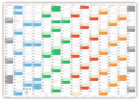 Rainbow Premium Classic2 Wandkalender/Wandplaner DIN A2 2027 (gerollt) Format (420 x 594mm) 14 Monate