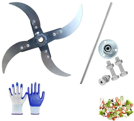 HFSAZJ Haushalts-Grashäcksler Messerklingen, 2025 Neues Gemüsehäcksler mit verstellbarem Durchmesser, verbesserte Schneideeffizienz für Gras und Gemüse (silberblau, 1 Set + Handschuhe)