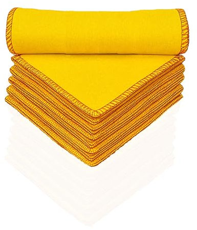 20x Yellow Dusters Cotton Cleaning Cloths Polishing Cloth Dusting Towel Multi-Purpose Duster Cloth Washable Reusable Car Duster For Dusting Polishing Cleaning Kitchen Essentials (pack of 20 )