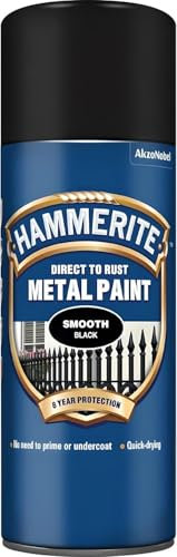 HOCHSTE® Hammerite Rust Metal Paint, Smooth Glossy Finish, Corrosion Protection, 3 in 1 Formulation, Paint Directly on Rust, Easy to Restore & Protect, Ideal for Exterior, (Smooth Black), 400 ml