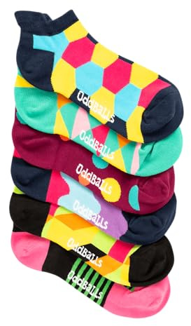 OddBalls Ankle Socks, 6 Pack - Patterned, Cotton, Low Cut for Everyday Fit
