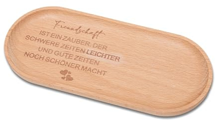 Freundschaft Tablett Holzfarben, Geschenk Beste Freundin Geburtstag, Beste Freundin Geschenke, Freundinnen Geschenk, Tablett mit Gravur, für Badezimmer Küche Kerzen Kosmetik, Brettchen Freundinnen