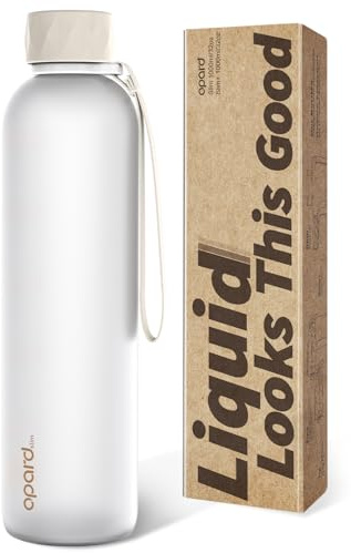 Opard Slim Pro Trinkflasche 1l, Kohlensäuregeeignete Wasserflasche mit facettiertem gummiertem Griff, BPA-freiem Plastik und auslaufsicherem Schraubverschluss für Sprudelwasser, Sport, Schule und Büro