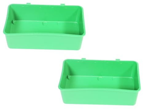Outanaya 2 Stück Vogelbadewanne aus Kunststoff in Grün mit Kreativem Design als Bade und Futterstation für Kleine Vögel und Papageien im Käfig