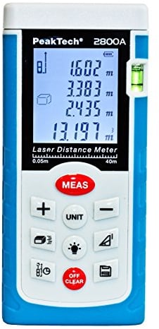 PeakTech Profi Laser- Entfernungsmesser 0.05 m bis 40 m - Distanzmessgerät mit hoher Präzision und Flächenberechnung, 1 Stück, P 2800A