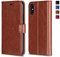 OCASE for iPhone X/XS Case, PU Leather Wallet, Magnetic Flip Folio Cover with Card Holders, Shockproof TPU, and Kickstand for 5.8 Inch iPhone 10, Brown