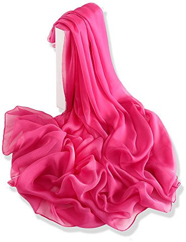 YFZYT Sommerschals Damen Mode weichen Schal Schal Hals Wrap Kopftuch Stola, Anti-UV Feder Stickerei Muster Chiffon Seidenschal Schal - Rosenrot
