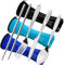 CKANDAY 3 Paquetes / 12 Piezas Juego de Cubiertos de Acero Inoxidable, Cuchillo Tenedor Cuchara Palillos con Estuche Transporte Cubertería a Prueba de Herrumbre para Viajar-Negro/Azul/Azul Claro