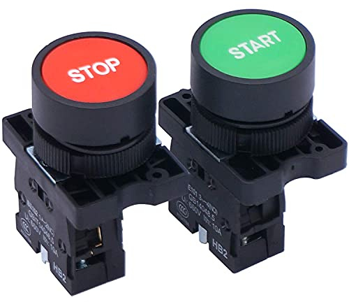 Taiss Momentary Push Button Switch Start/Stop Red Green Sign NO NC AC 660V 10A Button Switch HB2-Start/Stop