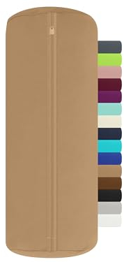 npluseins Doppelpack Jersey Nackenrolle-Kissenbezug - Uni Kissenhülle 1389.1908, ca. 40 x 15 cm, Sand