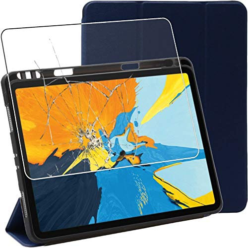 ebestStar - Cover per iPad Pro 11 (2022, 2021, 2020, 2018) Apple, Custodia Protezione Flip Magnetica Porta Penna, Slim Case Sottile Pelle PU, Blu scuro + Vetro Temperato