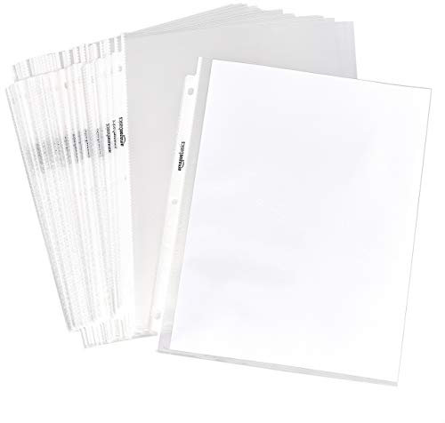Amazon Basics Schutzhüllen zum Organisieren, Aufbewahren und Schützen von 21,6 x 28 cm großen Papierbögen, 100 Stück, Transparent
