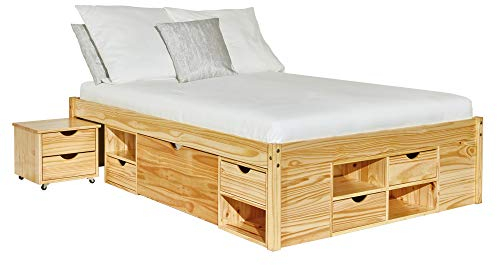 PKline Bett Cluse 180x200cm Schubladenbett Massivholz Bettgestell Ehebett Doppebett