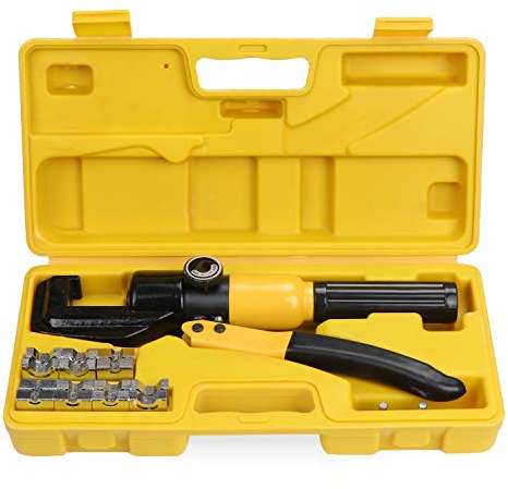 Aussel Crimpadora hidráulica de 8 toneladas, 9 troqueles de crimpadora hidráulica, herramienta de crimpado de 4 a 70 mm², cable de batería de alambre