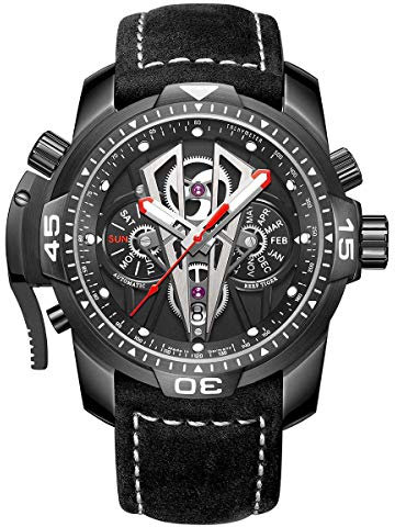 REEF TIGER Herren Sportuhr analog Automatik mit Leder Armband RGA3591 (RGA3591-BBBB)