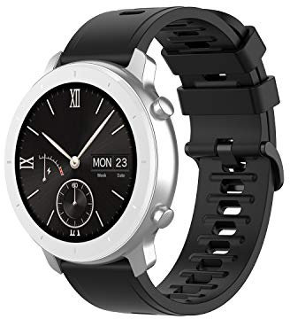 Yikamosi Compatible avec Amazfit GTR 42MM Bracelets,20MM libération Rapide Silicone Souple Fermoir en acier inoxydable Remplacement Bracelet pour GTR 42MM/GTS 2/GTS 2e/GTS 2Mini,Noir