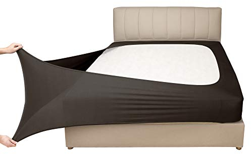 Mrs Awesome Stretch-Jersey-Boxspring-Bezug, Bettvolant-Alternative, ultraweich und knitterarm, King/California King, Schokoladenbraun