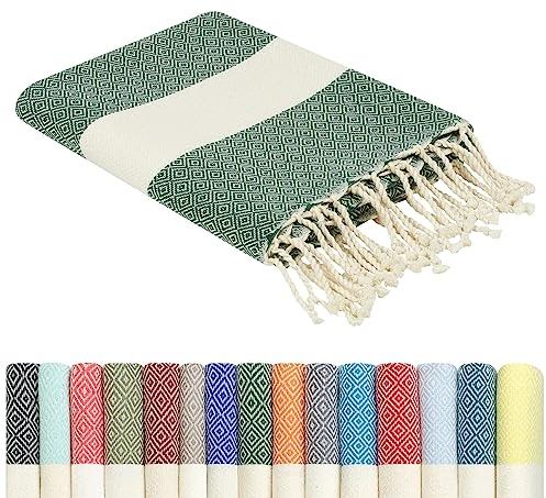 furora Holiday Strandtuch groß 100x200 cm: Baumwolle, leicht lang dünn kompakt - Premium Qualität | Hamamtuch Saunatuch, Fouta Strandhandtuch XXL | Damen & Herren Badetuch Stranddecke Picknickdecke