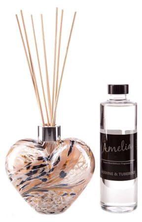 Reed Diffuser Heart Gift Set - White, Nude & Gold with Cotton Flower Fragrance
