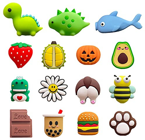 ZAKVOOR 15 Pack USB Charger Protector for iPhone iPad Cable, Animals Fruit Bite Charging Protector and Cord Holder, Charging Cable Saver Phone Accessory Cable Buddies
