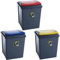 M1SS Pack of 3 50L Litre Plastic Indoor Recycle Recycling Waste Bin with Lid for in the Home/Kitchen (Red/Yellow/Blue)