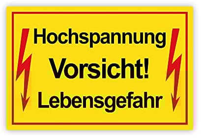 Vorsicht ! Hochspannung Lebensgefahr Schild 20 x 30 cm aus stabiler PVC Hartschaumplatte 3mm mit UV-Schutz von STROBO