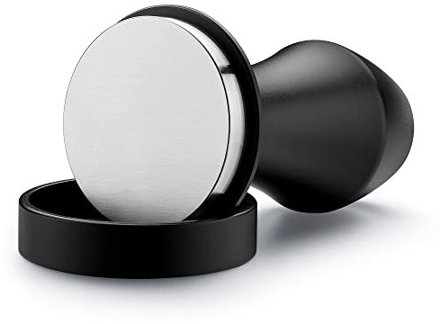 Normcore federbelasteter Kaffeestampfer, Barista-Kaffeestampfer mit Halterung aus eloxiertem Aluminium und flachem Sockel aus Edelstahl, 51 mm