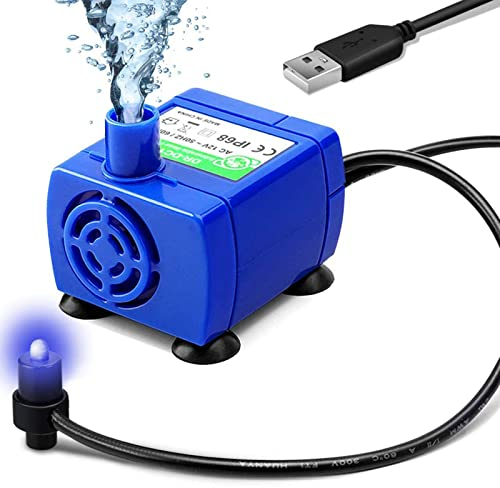 Ewilibe Bomba de fuente de gato para perro, fuente de beber de acero para bomba de repuesto silenciosa, bomba de agua para perros de compañía con luz nocturna LED