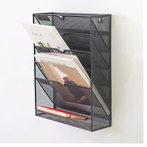 JKXWX Briefablage Wandmontierte Datei Rack Zeitungsständer Magazin Rack Schmiedeeisen Display Rack Wandmontage Klassifizierung schwarz Aktenablage