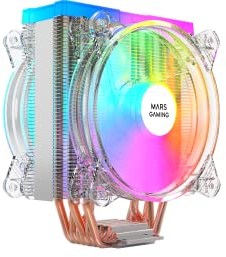 Mars Gaming MCPU66, Dissipatore CPU Triplo ARGB. 6 Heatpipes HCT, TDP 220W, 2x Ventole 120mm, Trasparenti