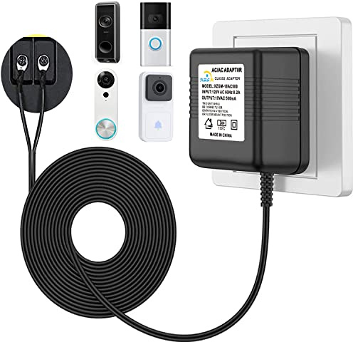 Doorbell Power Adapter 18V500MA Video Doorbell Transformer for Ring, Nest, Arlo, Eufy, Wyze Wireless Video Doorbell (800 cm Cable)