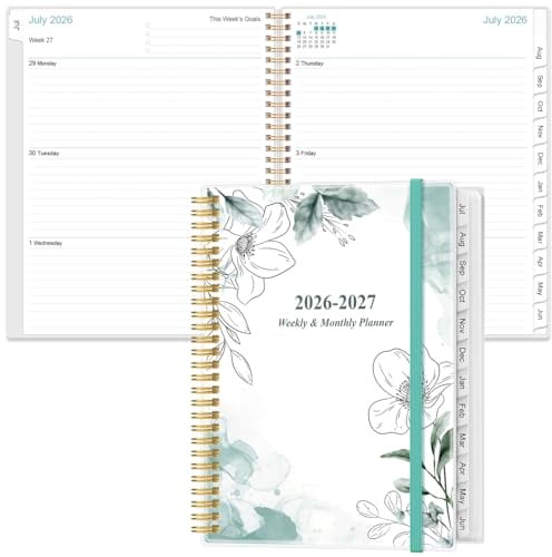 2025 Planner - January 2025 - December 2025, Weekly & Monthly Planner & Journal to Track Goals, 8.5 x 11, Blue Flower