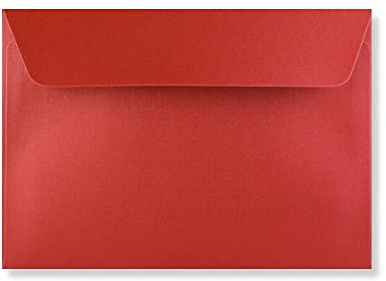 C6 Coloured Envelopes for A6 Greeting Cards Wedding Invitations & Crafts (114x162mm) Pack of 50 (Pearl Red Peel & Seal)