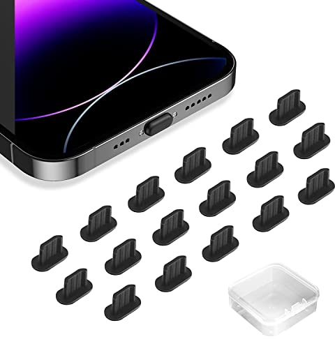 OMIGA 40 Stück iPhone Staubschutz Stöpsel Set Silicone Cover Dust Plugs Zubehör Staub Schutzkappe mit 1 Transparente Aufbewahrungsbox Kompatibel für iPhone 14 13 12 X Mini iPad Airpods (Schwarz)