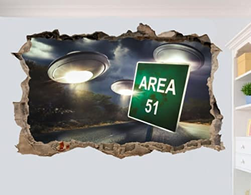 Area 51 Zeichen UFO Aliens Vintage Wandaufkleber 3D Art Poster Wandtattoo