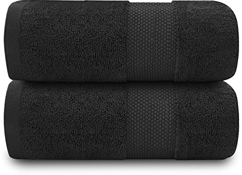 GC GAVENO CAVAILIA Extra großes Badetuch, 2-teilig, 700 g/m², Hotelqualität, ägyptische Baumwolle, extra große Handtücher, 100 x 180 cm, extra weiches Badetuch – Schwarz